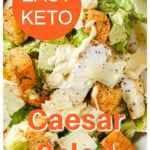Caesar salad with croutons and chicken strips