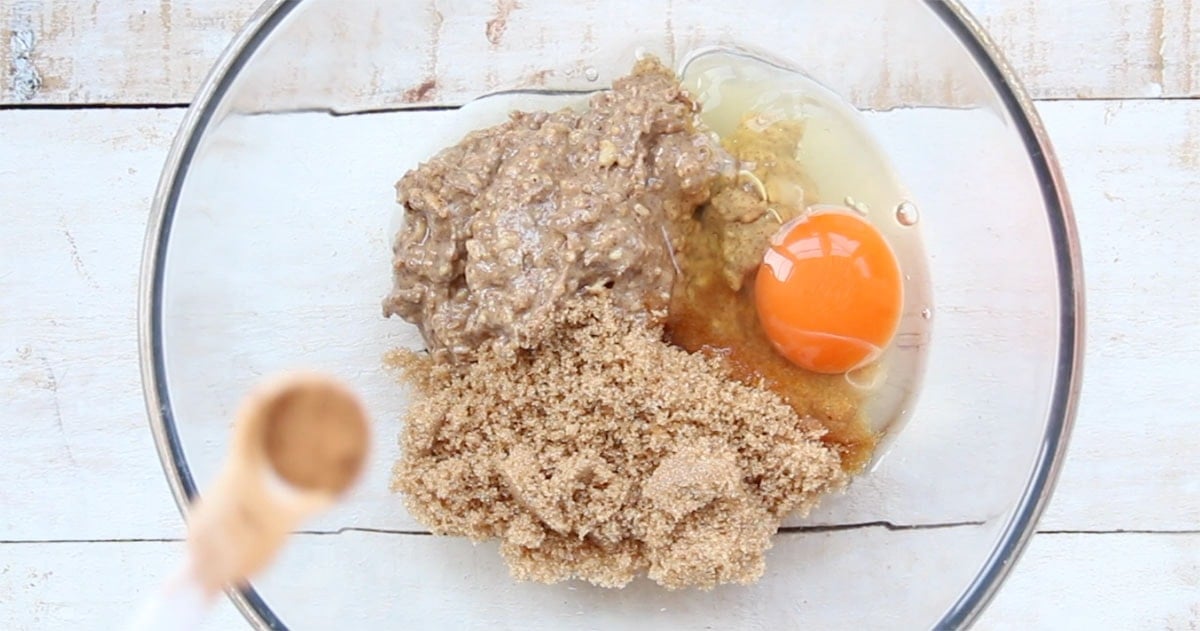 Ingredients for peanut butter cookies in a bowl