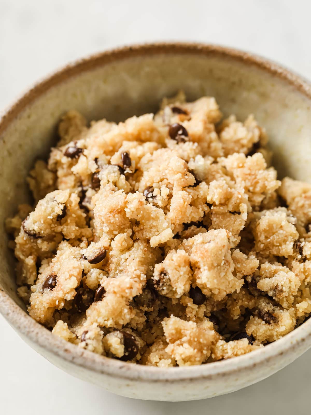 a bowl with cookie dough