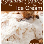 Scoops of almond milk ice cream with cookie dough balls