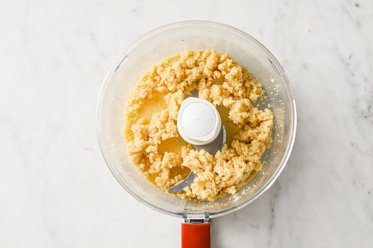 almond flour dough in a food processor bowl