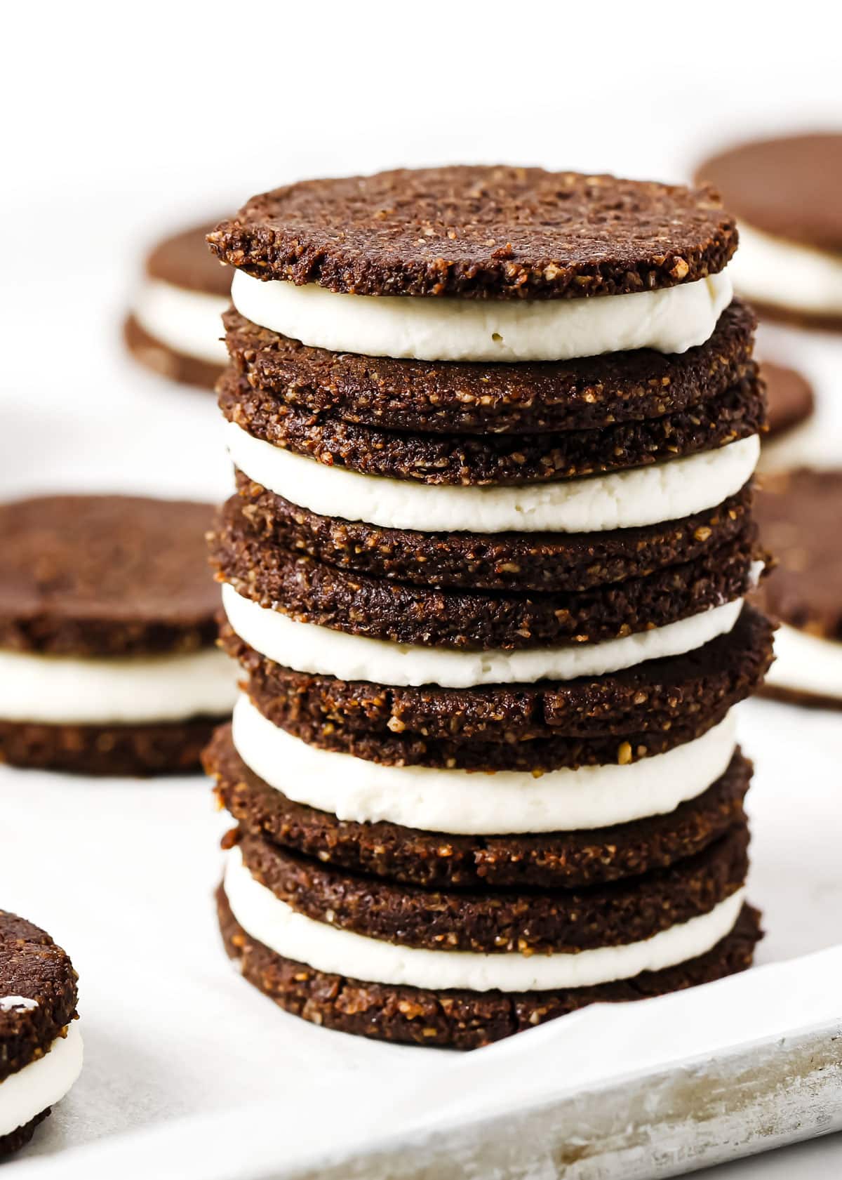 A stack of oreo cookies