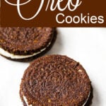 keto Oreo cookies on parchment paper
