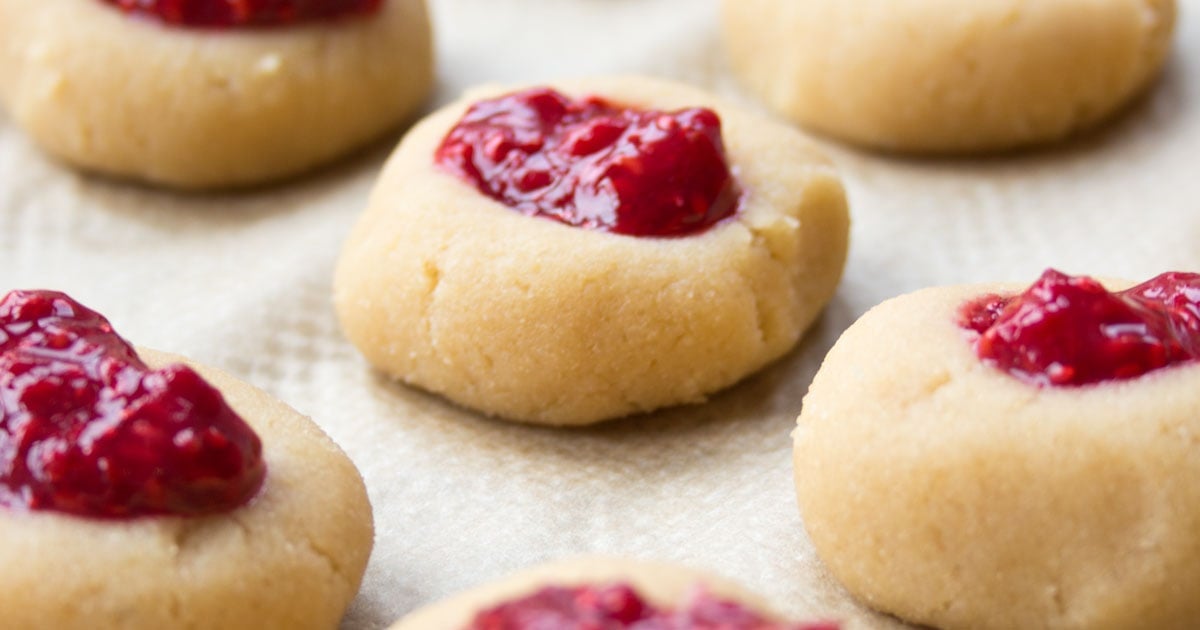 Unbaked cookies with jam filling.