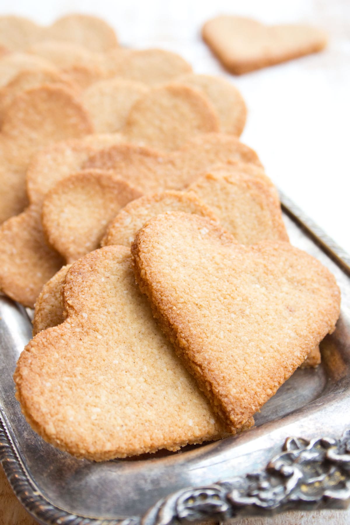 Ginger snaps on a silver tray.