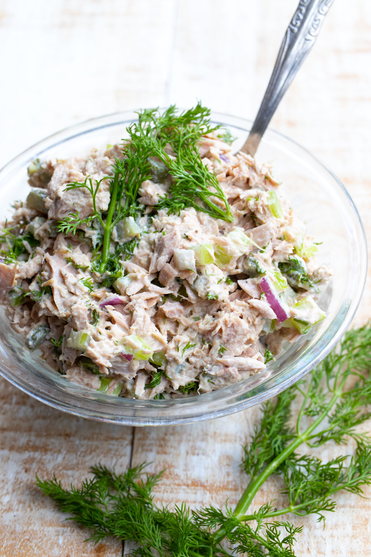Tuna salad in a bowl.