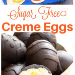 Chocolate creme eggs and sugar free easter eggs in a mould.