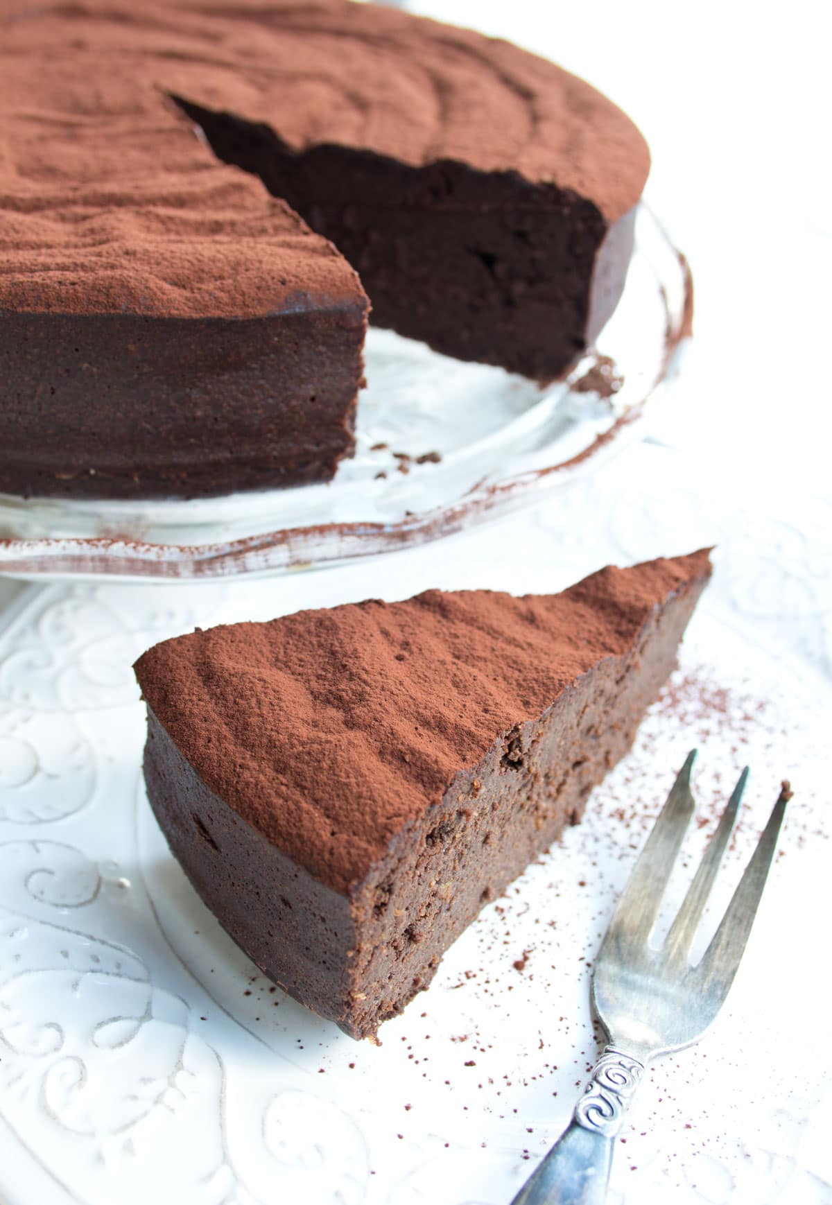 A slice of keto chocolate cake.