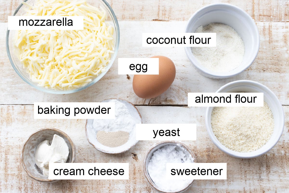 Ingredients to make this recipe, measured into bowls and labelled. 