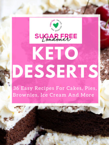 Title page of the keto desserts cookbook.