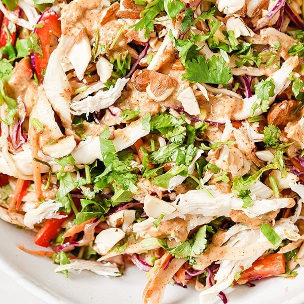 A shredded chicken salad.