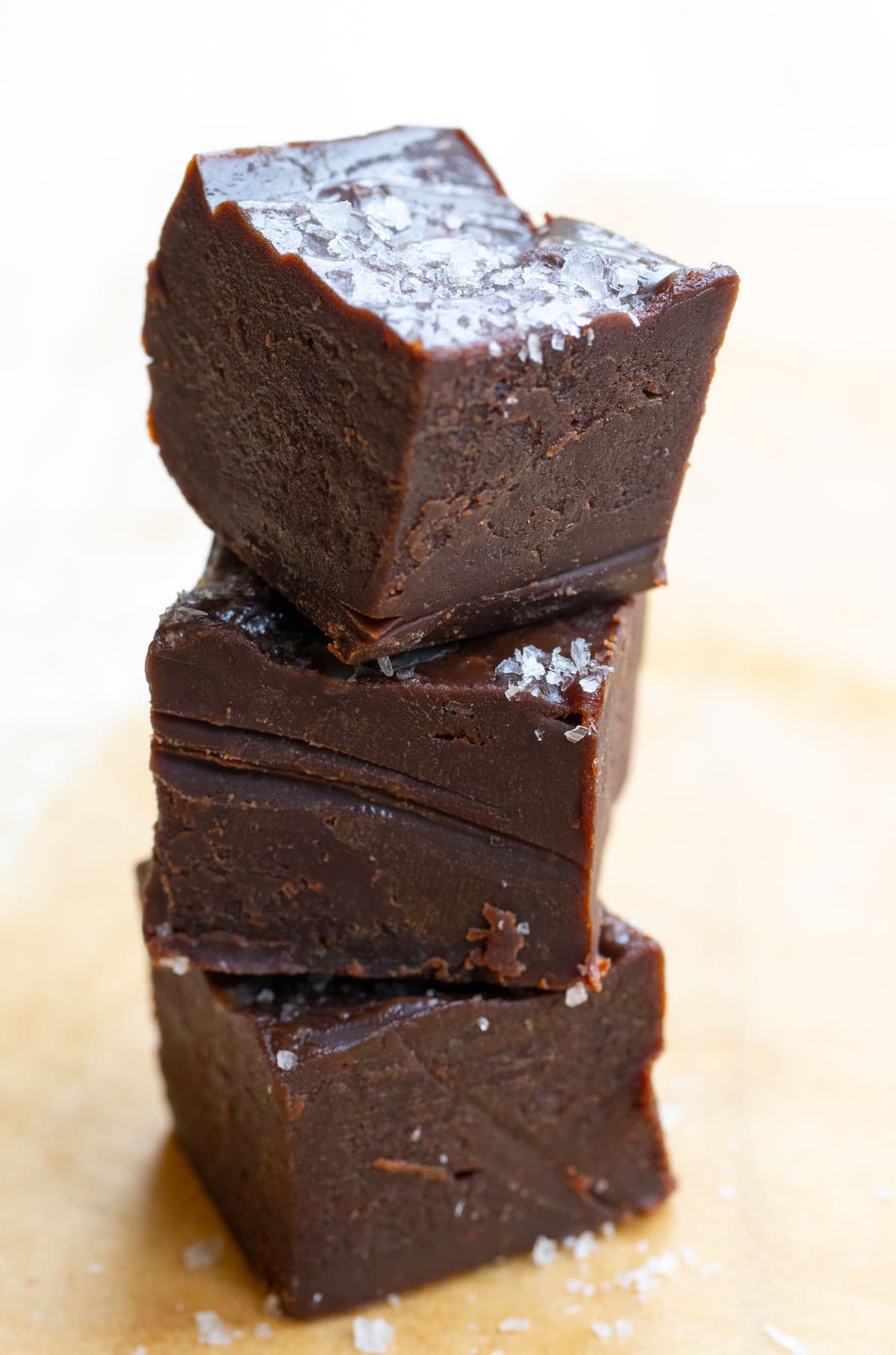 A stack of chocolate fudge squares.