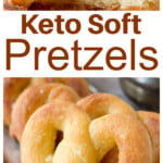 Pretzels on a tray and a bitten pretzel
