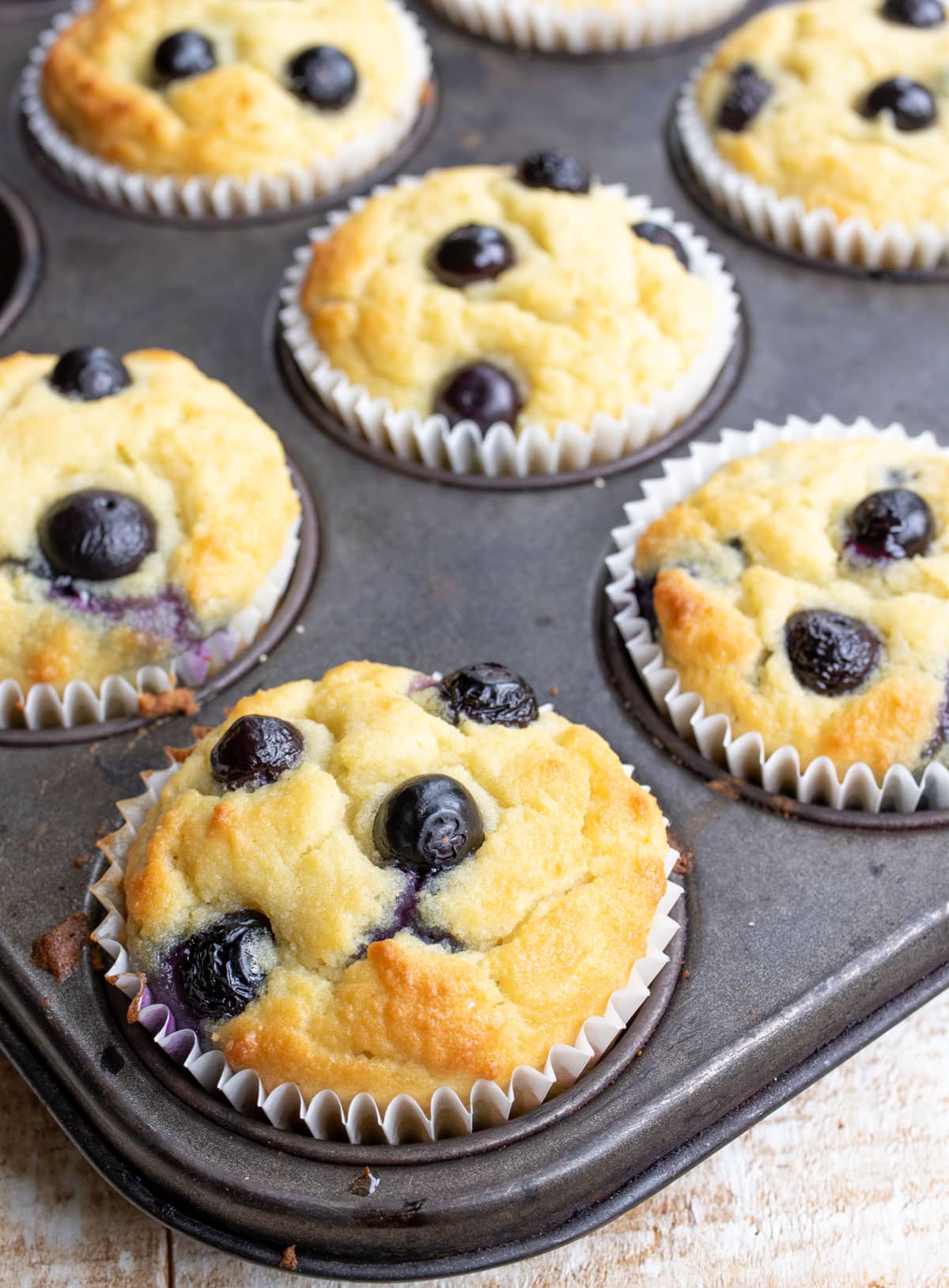 Coconut flour muffins with blueberries.