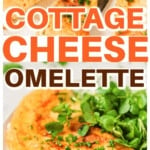 A cottage cheese omelette filled with cottage cheese and lettuce leaves.