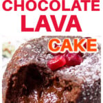 A chocolate lava cake with a molten centre and a lava cake in a tin.