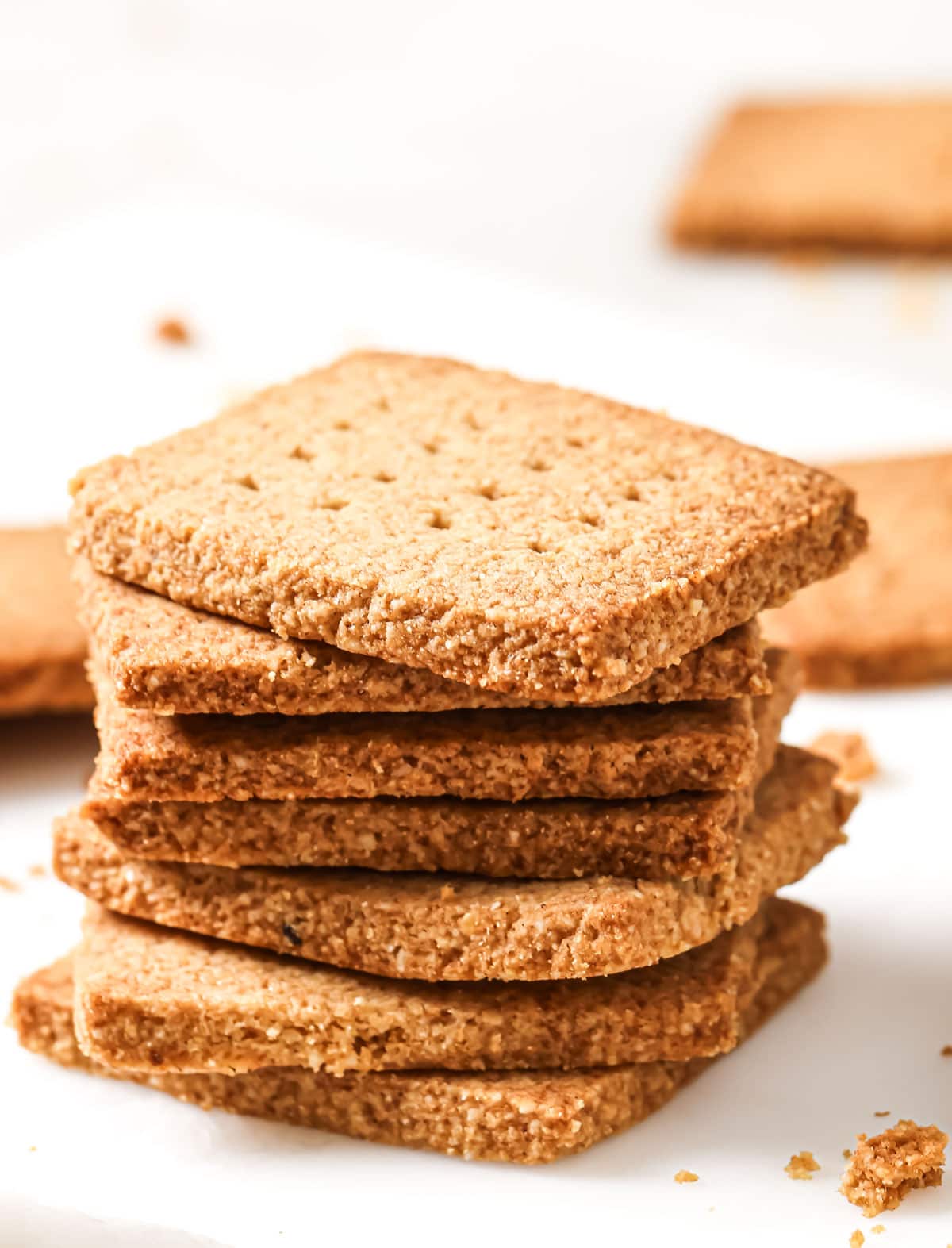 A stack of keto graham crackers.