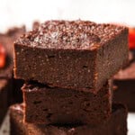 A stack of sweet potato brownie squares.