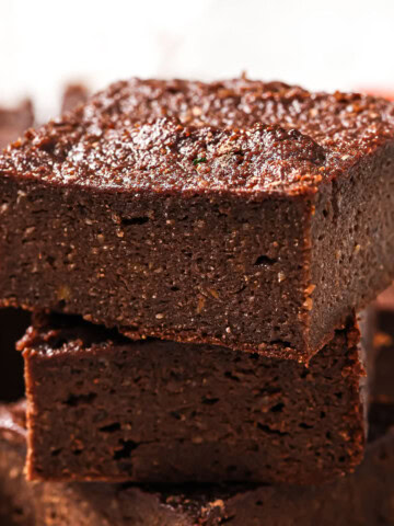 A stack of sweet potato brownie squares.