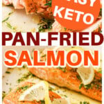 Tender, flaky salmon fillets topped with a herb dressing and lemon slices.