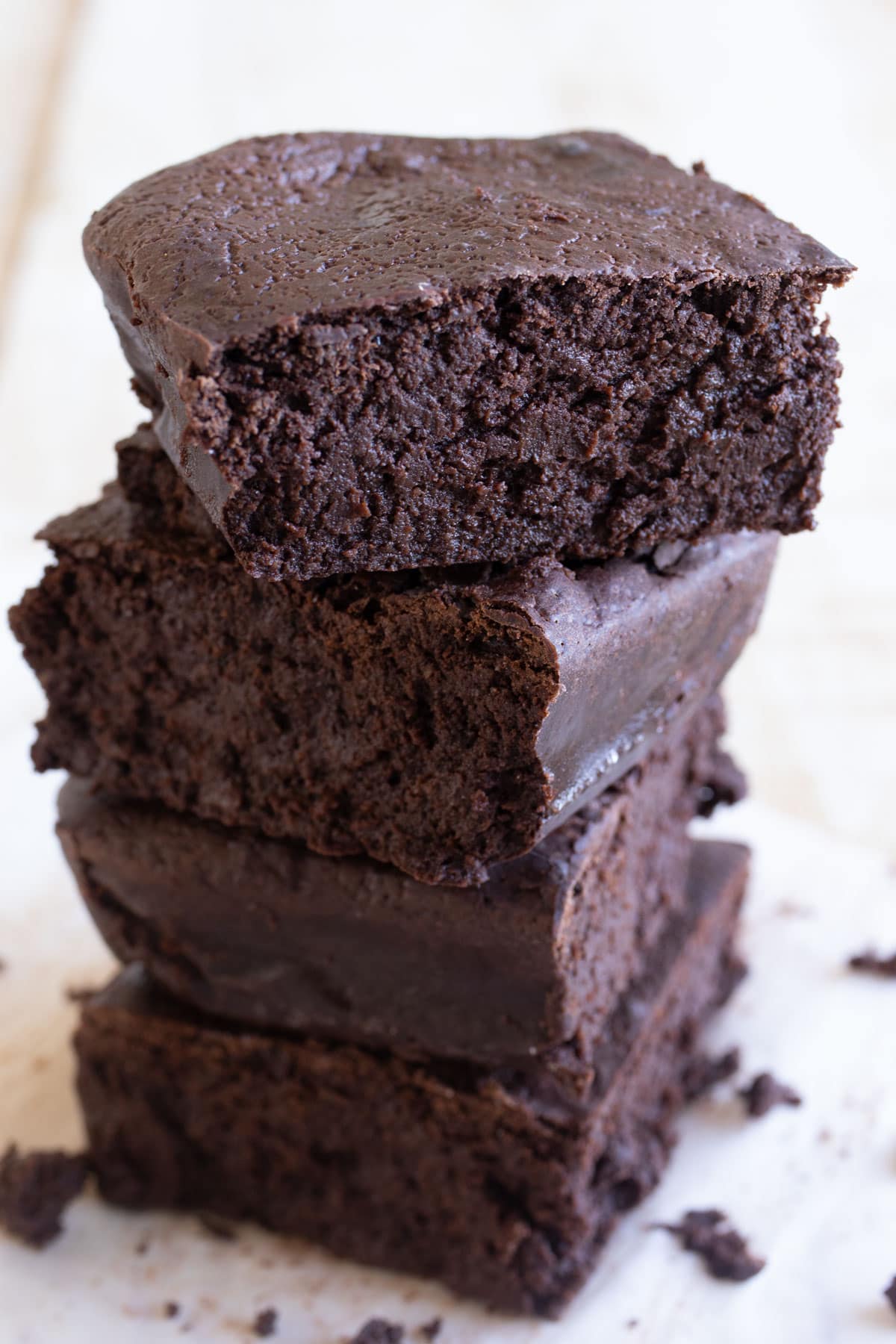 A stack of cottage cheese brownies.