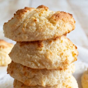 Stacked protein biscuits.