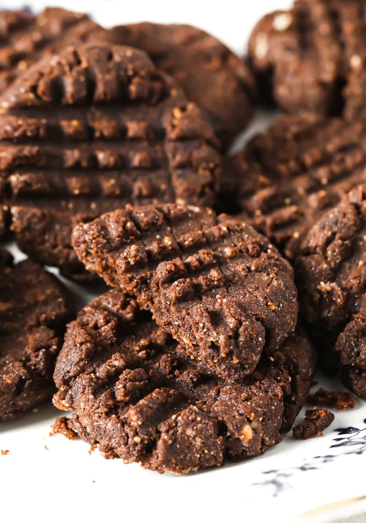 A plate with homemade keto nutella cookies.