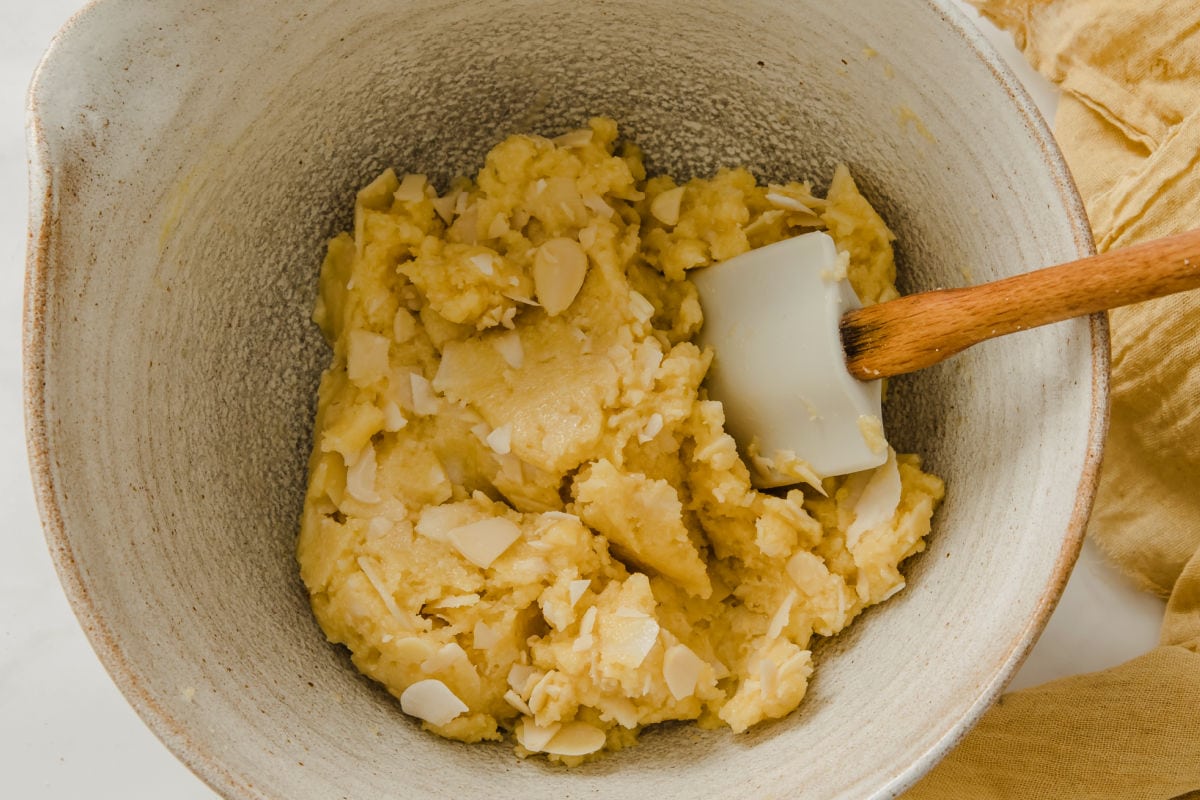 Cookie dough in a bowl.