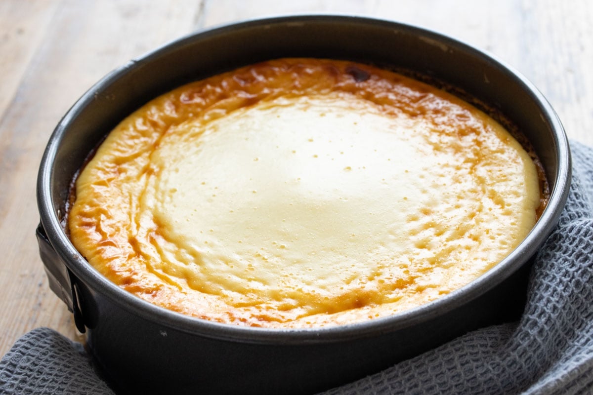 The baked cottage cheesecake.