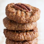 A stack of keto pecan cookies.