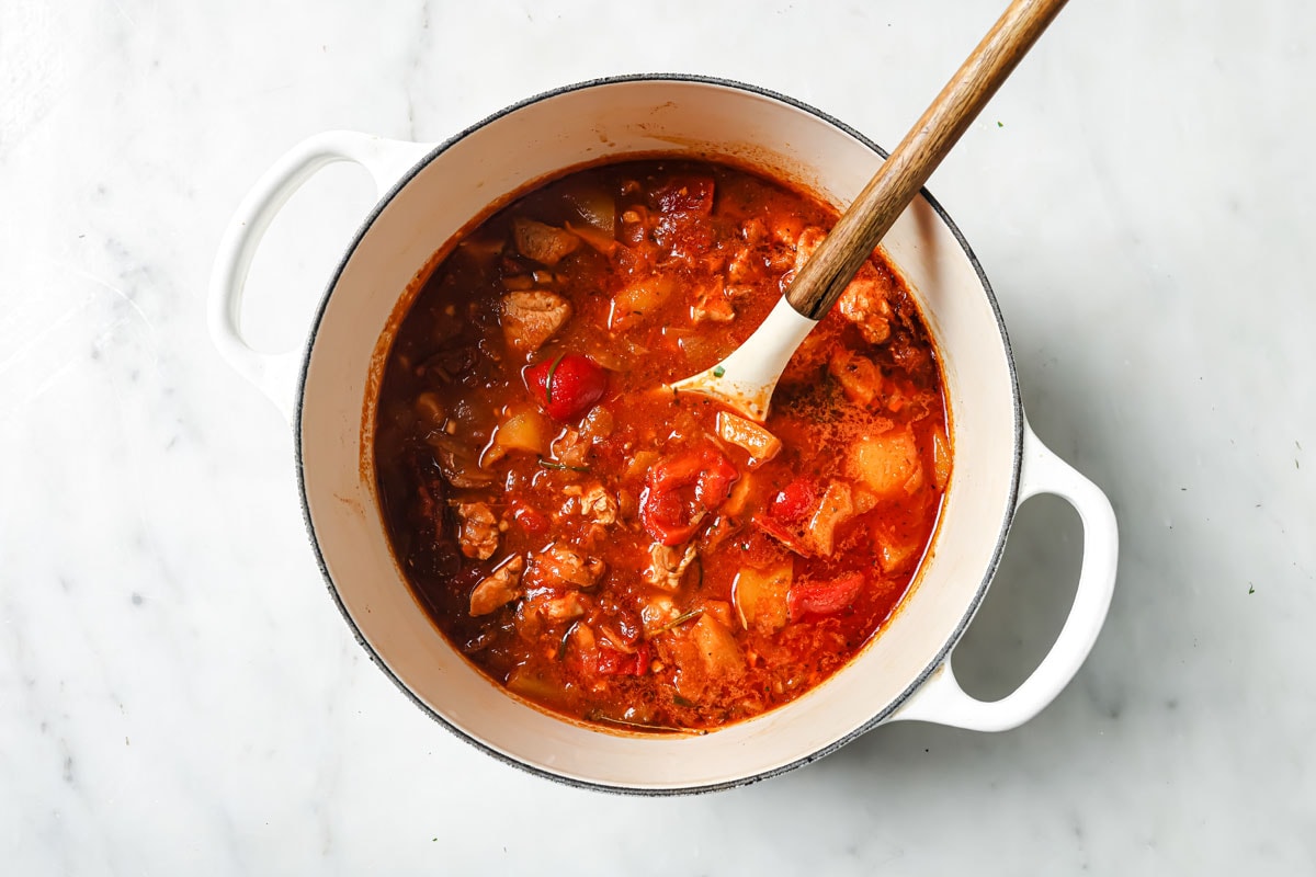 The stew after cooking.
