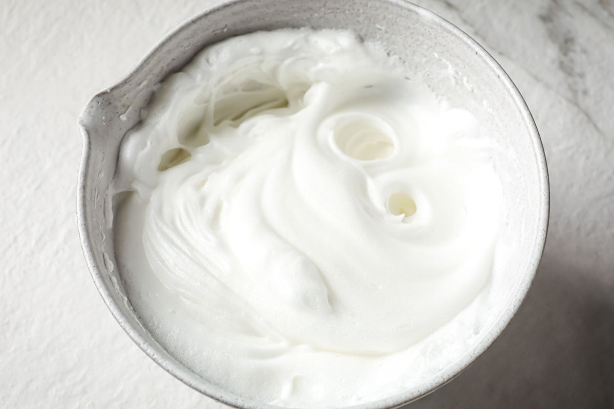 Whipped egg whites.