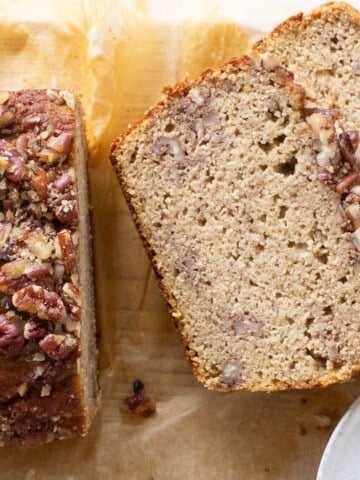 Slices of cottage cheese banana bread.